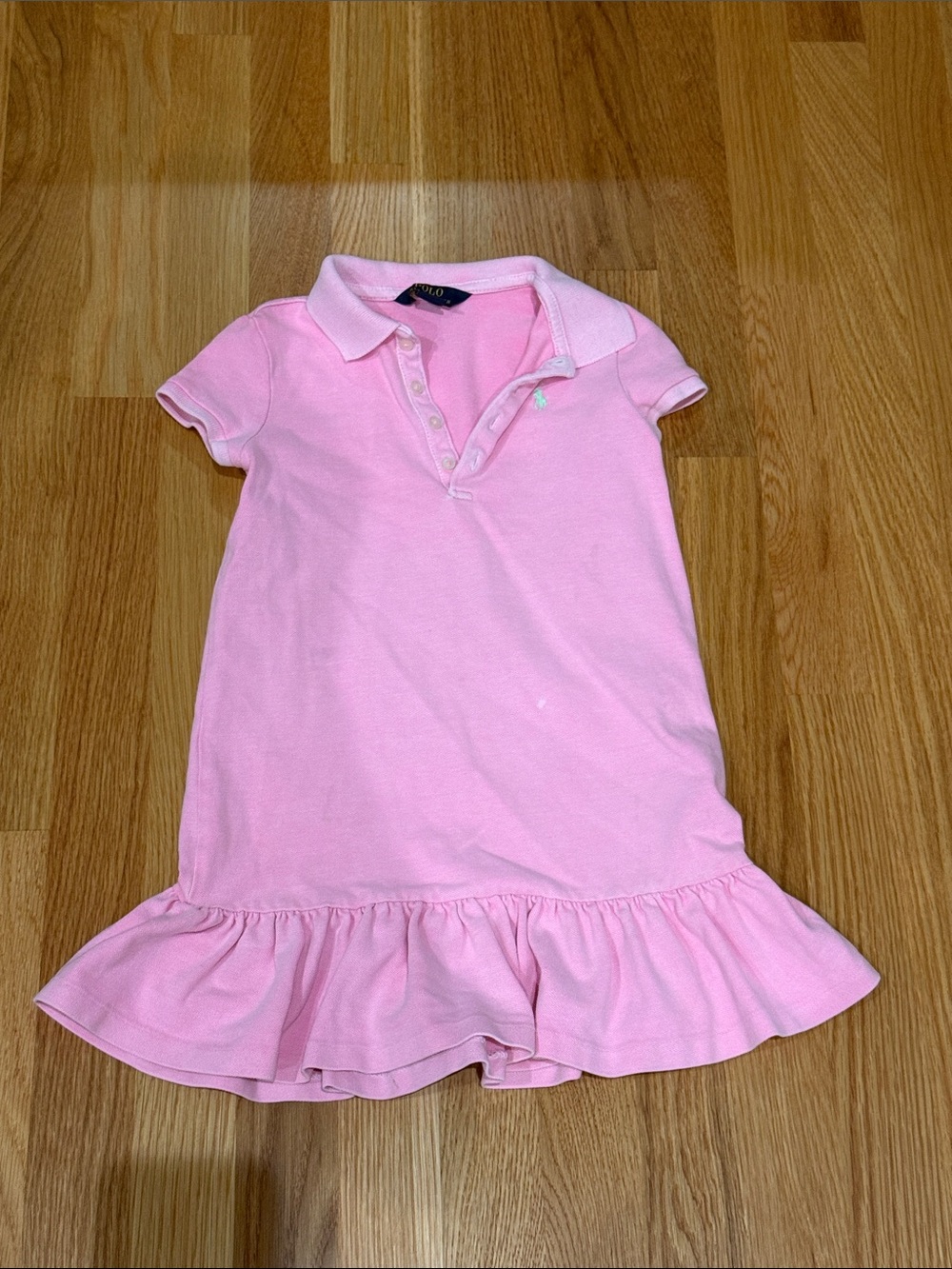 Ralph Lauren Girls Pink Polo Dress with Ruffle Hem size 5